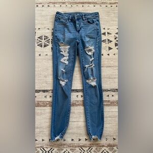 American Eagle Outfitters Ripped Blue Skinny Jeans Size 10